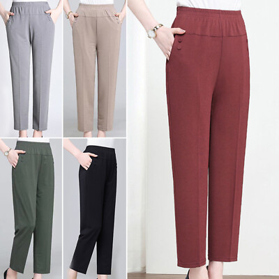 #ad Girl Casual Trousers Straight Leg Pants Female Stretch Pull On Travel Breathable $14.60