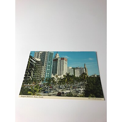 #ad Biscayne Boulevard Miami Florida Chrome Divided Back Postcard John Hinde $2.20
