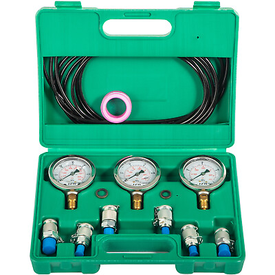 #ad VEVOR 60MPa Hydraulic Pressure Test Kit Diagnostic 3 Gauge 6 Couplings Excavator $40.99