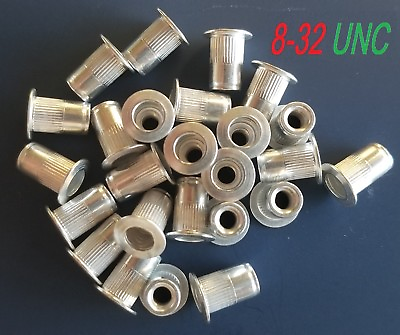 #ad Qty. 25 Aluminum Rivet Nut Rivnut Insert Nutsert #8 32 UNC Nuts $8.50