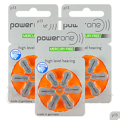 #ad Power One 13 Size Hearing aid batteries * Zinc air Mercury free Varta x 60 cells $12.95