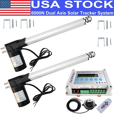 #ad Dual Axis Solar Tracker Kit 6000N 12quot; Linear Actuator Solar Tracking Controller $139.99