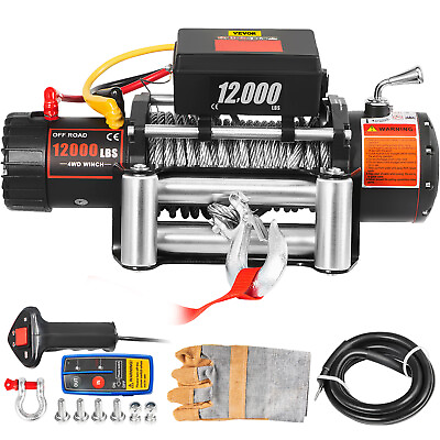 #ad 12000LBS Electric Winch 12V 85FT Steel Cable Truck Trailer Towing Off Road 4WD $257.49