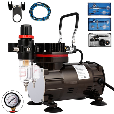 Professional Airbrushing Paint System w 1 5 HP Air Compressor amp; 3 Airbrush Kits $84.99