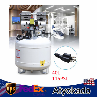 #ad 40L 115PSI Dental Medical Air Compressor Oilless Silent Air Pump 110V $304.00