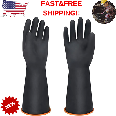 #ad Latex Chemical Resistant Gloves Reusable Heavy Duty Long Rubber Gloves XL 14 US $11.99