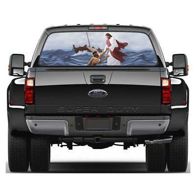 #ad Jesus Walking On The Water Rear Window Graphic Decal Truck Faith Christian God $59.99