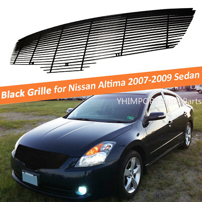 #ad Front Black Billet Grille Main Upper Grill Fits 2007 2009 Nissan Altima Sedan $76.99