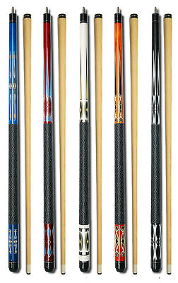 #ad SET OF 5 POOL CUES New Two Piece Billiard House Pool Cue Stick GJ1 5 FREE SHIP $89.99