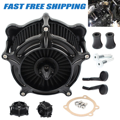 #ad Black For Harley Air Cleaner Intake Filter Touring Road Glide Softail Dyna $79.99