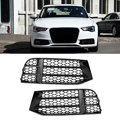 #ad ◆ Car For Pair Glossy Black Honeycombs Mesh Fog Light Grilles Grills Cover Fits $89.04