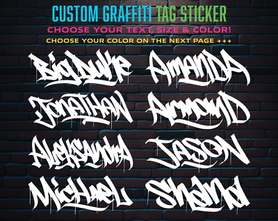 #ad Custom Personalized Graffiti Tag Name Decal Sticker for Car Window Tumbler Wall $55.00