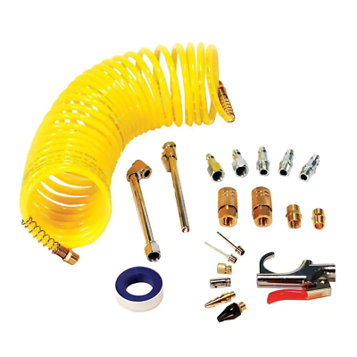 #ad Air Compressor Accessory Kit w 25 Ft. Recoil Hose 20 Piece Starter Set Complete $18.25