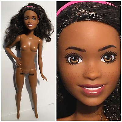 #ad BARBIE NEWBORN PUPS DOLL 2020 HCK76 African American Black Doll Freckles NUDE $6.42