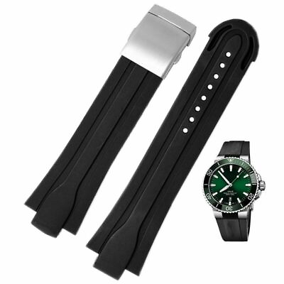 #ad Lug End Rubber Waterproof Watchband Fit For Oris Stainless Steel Folding Clasp $42.99