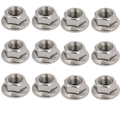#ad 12pcs M10 x 1.25mm Pitch Metric Fine Thread 304 Stainless Steel Hex Flange Nut AU $25.19
