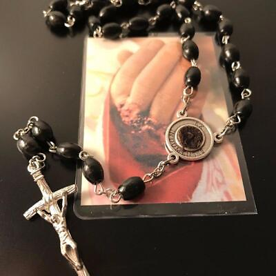 #ad Set St. Padre Pio Relic Rosary Saint Pio Holy Card w 2nd Class Relic Free $132.99