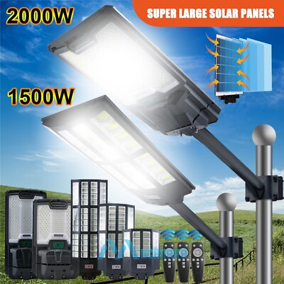 #ad Commercial 900000000LM 2000W Dusk to Dawn Solar Street Light Area Road LampPole $144.69