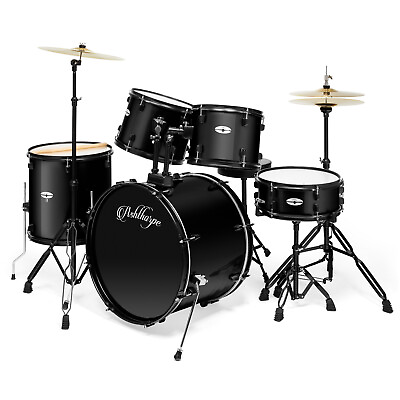 #ad 5 Piece Complete Full Size Pro Adult Drum Set Kit with Genuine Remo Heads $359.99
