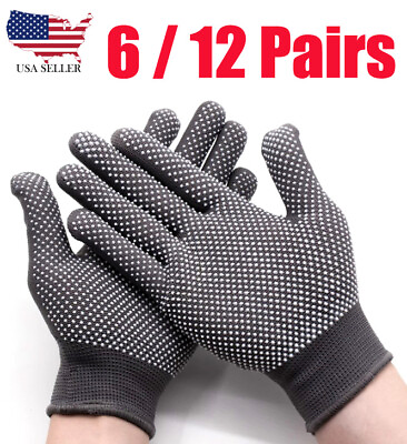 #ad Work Gloves 6 12 Pairs Palm Coated Dotted Multi Safety Working Gloves Men USA $17.99