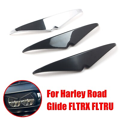 #ad For Harley Road Glide FLTRU Motor Headlamp Headlight Eyebrow Eyelid Trim Black $22.22