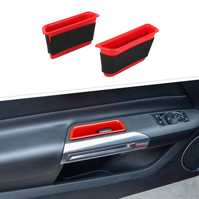 #ad 2x Inner Side Door Handle Storage Box Organizer Trim for Ford Mustang 2015 Red $15.98