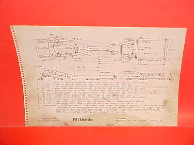 #ad 1961 CHEVROLET IMPALA SS CONVERTIBLE BELAIR BISCAYNE FRAME DIMENSION CHART $13.99
