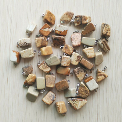 #ad Natural Irregular Picture Stone 50pcs Pendants Beads for DIY Jewelry Making $16.14