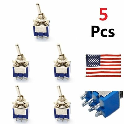 #ad Toggle Switches 5 Pcs 3 Position Mini MTS 203 6 Pin DPDT ON OFF ON 6A 125VAC $3.69