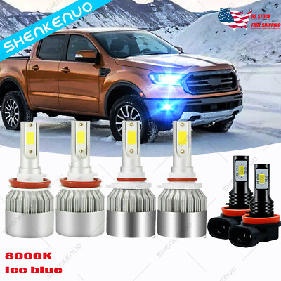 #ad For Ford Ranger 2019 2020 C6 8000K Bulbs COB LED Headlights Fog Lights Kit $45.99