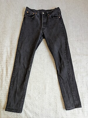 #ad Levi#x27;s Jeans Women 28x30 Black 501 S Skinny Button Fly Denim Stretch Fits 27x28 $32.99