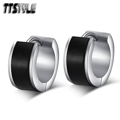 #ad TTStyle THICK 7mm Width Stainless Steel Hoop Earrings A Pair AU $16.99
