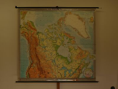 #ad Canada America Northern Mens 1967 Schulwandkarte Wall Map 80 5 16x75 3 16in $467.81