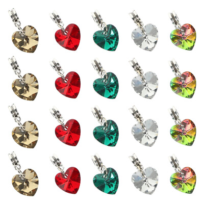 #ad 50 Pcs Glass Heart Pendant Little Charms Necklace Jewelry Making $15.66