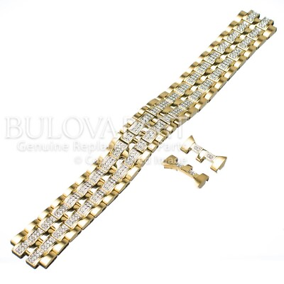 #ad Genuine Bulova Octava 98C126 Gold Tone amp; Crystal Watch Band 22 mm Metal Bracelet $185.00