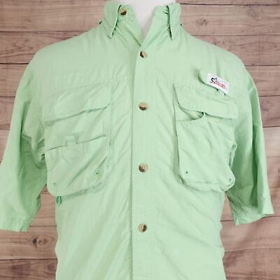 #ad WORLD WIDE SPORTSMAN SHORT SLEEVE GREEN VENTED FISHING HIKING BUTTON UP SHIRT M $8.88