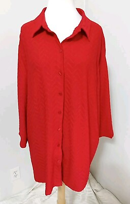 #ad Alia Plus Women#x27;s button up TOP 2X 3 4 Sleeves red $12.00