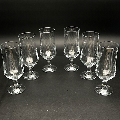#ad Oneida Spin Crystal Glasses Iced Tea Beverage Water Goblets 7.5quot; Set of 6 EUC $19.99