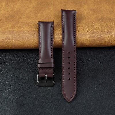 #ad Burgundy Leather Watch Band Strap Handmade For Men Black Buckle Quick Release $16.99