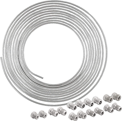 #ad 25 Ft 3 16 316L Marine Grade Stainless Steel Brake Line Tubing Coil and Fitting $60.49