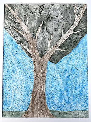 #ad Modernist Abstract Tree Watercolor Painting 20x16” Matted Contemporary Art $51.92