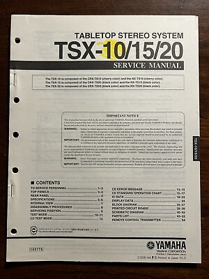 #ad Yamaha TSX 10 15 20 Tabletop Stereo System CD Player Service Manual Original $29.99