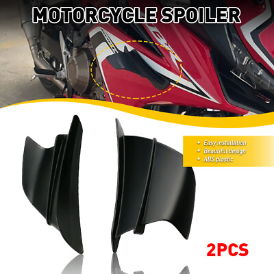 #ad 2x ABS Accessories Fits Motorcycle Black Winglet Side Spoiler Air Deflector Wing $15.99