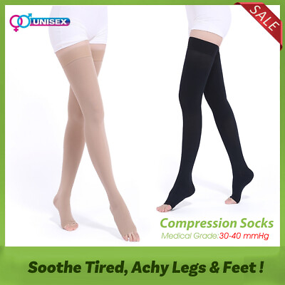 #ad Compression Stockings Women Men 30 40 mmHg Thigh High Support Relief Thrombosis $26.63