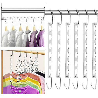 #ad 6 Pack Metal Wonder Closet Hanger Organizer Hook Space Saving Clothes Rack NEW $13.25