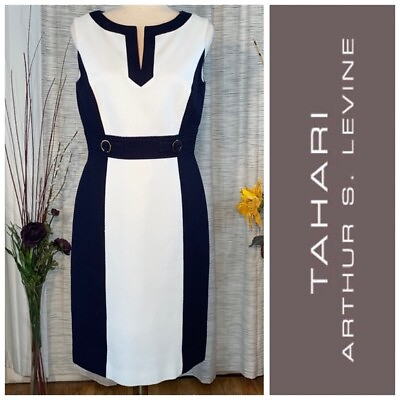 #ad Tahari ASL black and white sleeveless sheath dress. $55.00