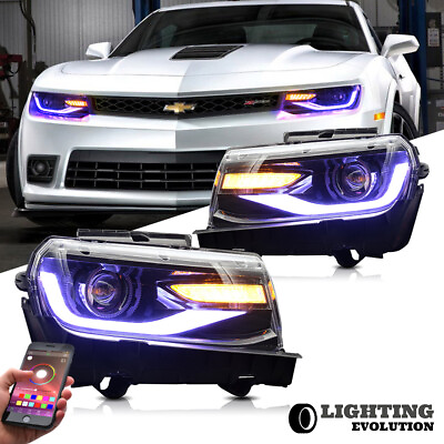 #ad For 2014 2015 Chevy Chevrolet Camaro RGB LED Projector Headlights Sequential $494.99