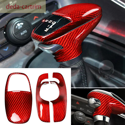 #ad 3×Red Real Carbon Fiber Gear Shift Knob Panel Cover For Dodge Challenger 2015 23 $99.64