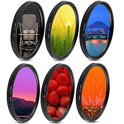#ad Graduated Color Multicoated 6pcs Filter Set with Pouch for DSLRs Camera $15.99