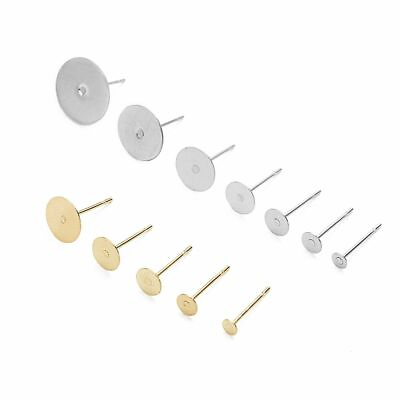 #ad 1pack lot Stainless Steel Ear Studs 3mm 4mm 5mm 6mm 8mm 10mm 12mm Round Pad Earr $10.66
